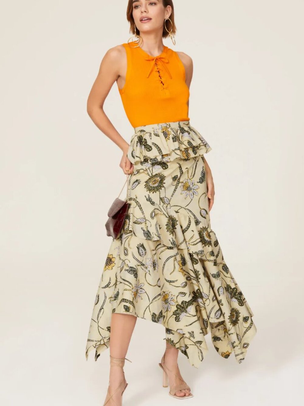 Ulla Johnson Ivette Skirt Asymmetric scarf hem Midi in Lemonbalm size 8